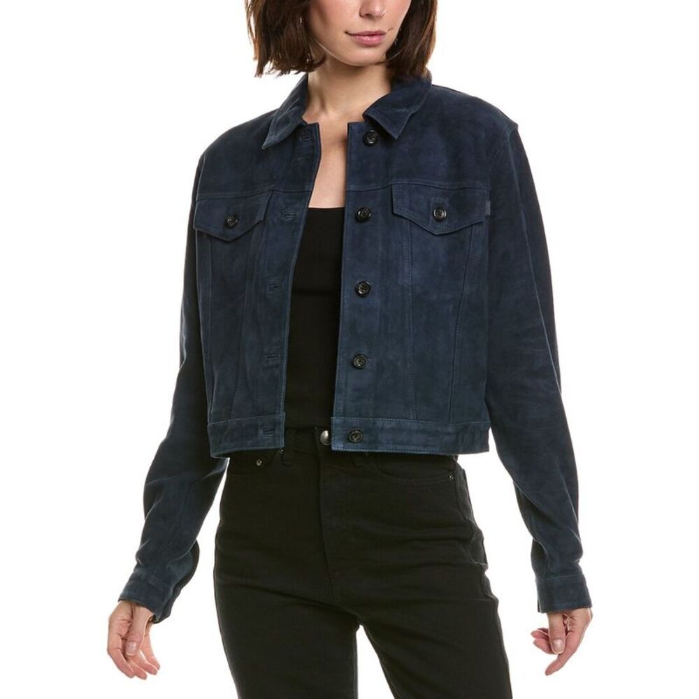 Dl1961 Womens Vika Suede Jacket, Navy